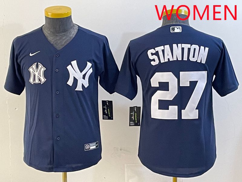 Women New York Yankees #27 Stanton Blue Game 2025 Nike MLB Jersey style 6